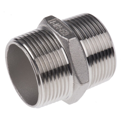 RS PRO Stainless Steel Pipe Fitting Hexagon Hexagon Nipple, Male R 1-1/4in x Male R 1-1/4in