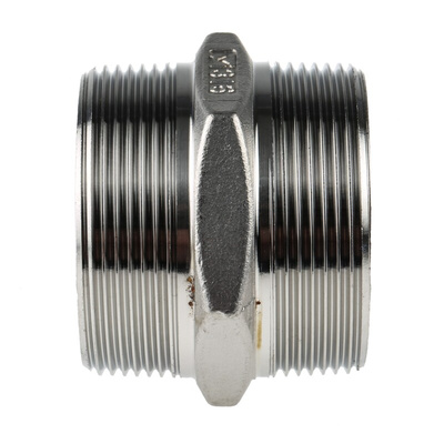 RS PRO Stainless Steel Pipe Fitting Hexagon Hexagon Nipple, Male R 2in x Male R 2in