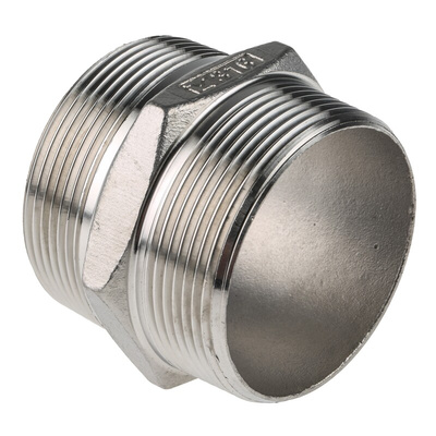 RS PRO Stainless Steel Pipe Fitting Hexagon Hexagon Nipple, Male R 2in x Male R 2in