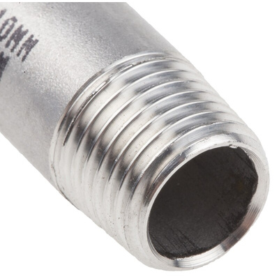 RS PRO Stainless Steel Pipe Fitting, Straight Circular Barrel Nipple, Male R 1/4in x Male R 1/4in