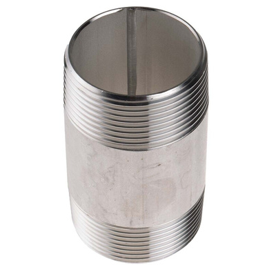 RS PRO Stainless Steel Pipe Fitting, Straight Circular Barrel Nipple, Male R 1-1/2in x Male R 1-1/2in