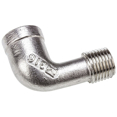 RS PRO Stainless Steel Pipe Fitting, 90° Circular Elbow, Female G 1/4in x Male G 1/4in