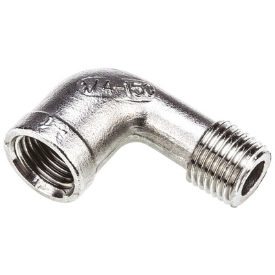 RS PRO Stainless Steel Pipe Fitting, 90° Circular Elbow, Female G 1/4in x Male G 1/4in