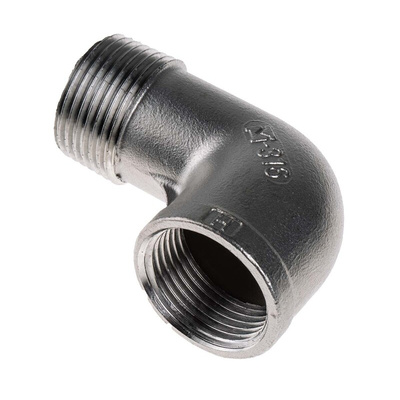 RS PRO Stainless Steel Pipe Fitting, 90° Circular Elbow, Female R 1in x Male R 1in