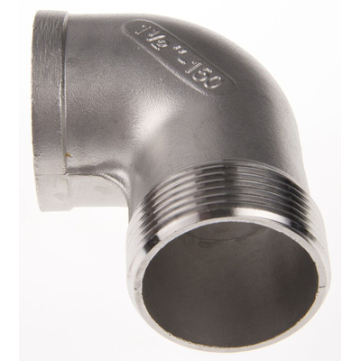 RS PRO Stainless Steel Pipe Fitting, 90° Circular Elbow, Female R 1-1/2in x Male R 1-1/2in