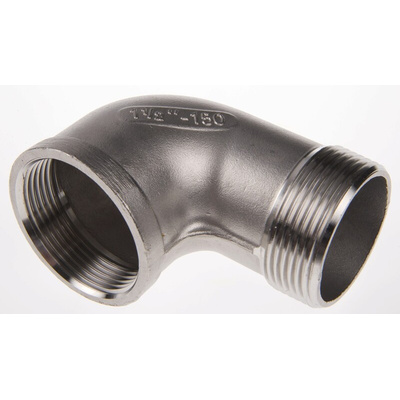 RS PRO Stainless Steel Pipe Fitting, 90° Circular Elbow, Female R 1-1/2in x Male R 1-1/2in