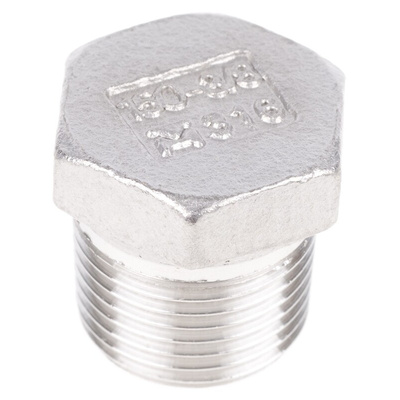 RS PRO Stainless Steel Pipe Fitting Hexagon Plug, Male R 3/8in