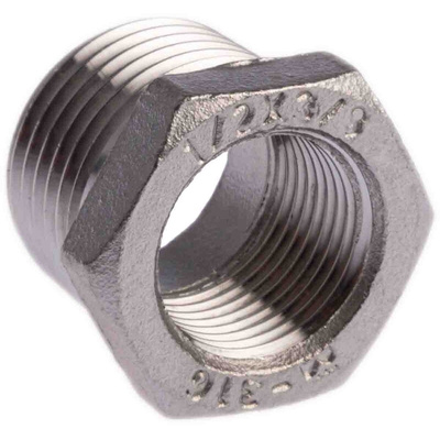 RS PRO Stainless Steel Pipe Fitting Hexagon Bush, Male R 1/2in x Female G 3/8in