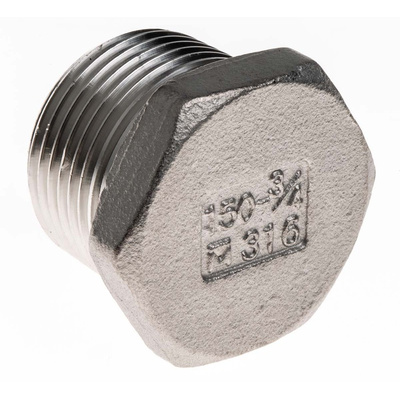 RS PRO Stainless Steel Pipe Fitting Hexagon Plug, Male R 3/4in