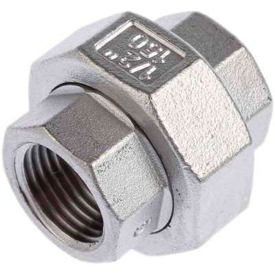 RS PRO Stainless Steel Pipe Fitting, Straight Octagon Union, Female G 1/2in x Female G 1/2in