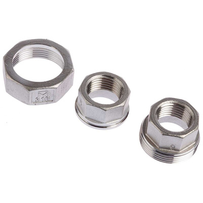 RS PRO Stainless Steel Pipe Fitting, Straight Octagon Union, Female G 1/2in x Female G 1/2in