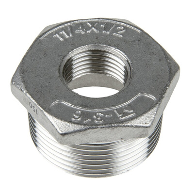 RS PRO Stainless Steel Pipe Fitting Hexagon Bush, Male R 1-1/4in x Female G 1/2in