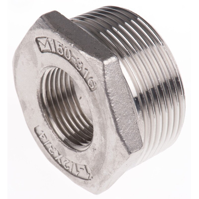 RS PRO Stainless Steel Pipe Fitting Hexagon Bush, Male R 1-1/2in x Female G 3/4in