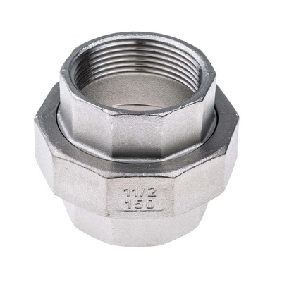 RS PRO Stainless Steel Pipe Fitting, Straight Decagon Union, Female G 1-1/2in x Female G 1-1/2in