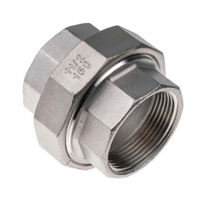 RS PRO Stainless Steel Pipe Fitting, Straight Decagon Union, Female G 1-1/2in x Female G 1-1/2in