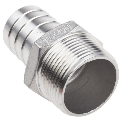 RS PRO Stainless Steel Pipe Fitting, Straight Hexagon Hose Nipple, Male R 1-1/4in x Male