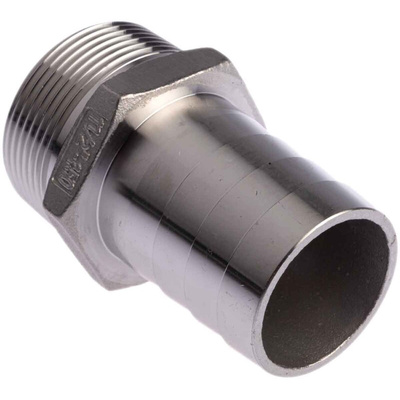 RS PRO Stainless Steel Pipe Fitting, Straight Hexagon Hose Nipple, Male R 1-1/2in x Male