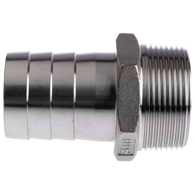 RS PRO Stainless Steel Pipe Fitting, Straight Hexagon Hose Nipple, Male R 1-1/2in x Male