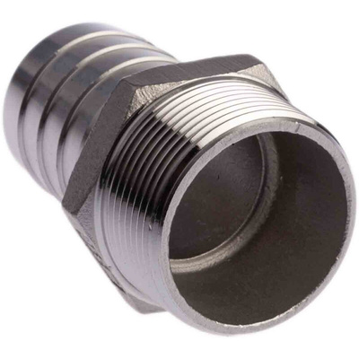 RS PRO Stainless Steel Pipe Fitting, Straight Hexagon Hose Nipple, Male R 1-1/2in x Male