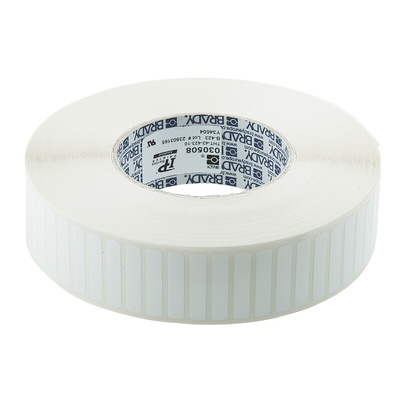 THT-43-423-10 | Brady on White Label Roll for BBP11, BBP12, BBP81, IP300, IP600, i5100, i7100, THT 76 mm Core Printers