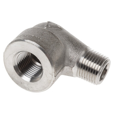 RS PRO Stainless Steel Pipe Fitting, 90° Circular Elbow, Male R 1/2in x Female Rc 1/2in