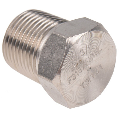 RS PRO Stainless Steel Pipe Fitting, Straight Hexagon Hexagon Plug, Male R 3/8in