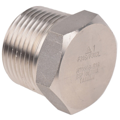 RS PRO Stainless Steel Pipe Fitting, Straight Hexagon Hexagon Plug, Male R 1in