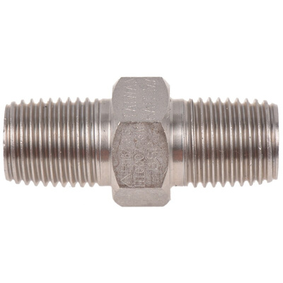 RS PRO Stainless Steel Pipe Fitting, Straight Hexagon Nipple Joint, Male R 1/4in x Male R 1/4in