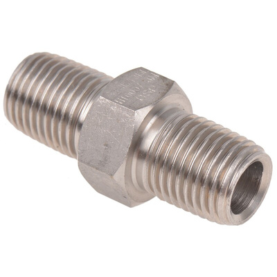 RS PRO Stainless Steel Pipe Fitting, Straight Hexagon Nipple Joint, Male R 1/4in x Male R 1/4in