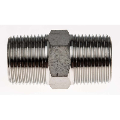 RS PRO Stainless Steel Pipe Fitting, Straight Hexagon Nipple Joint, Male R 3/4in x Male R 3/4in