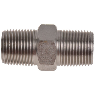 RS PRO Stainless Steel Pipe Fitting, Straight Hexagon Nipple Joint, Male R 3/8in x Male R 3/8in