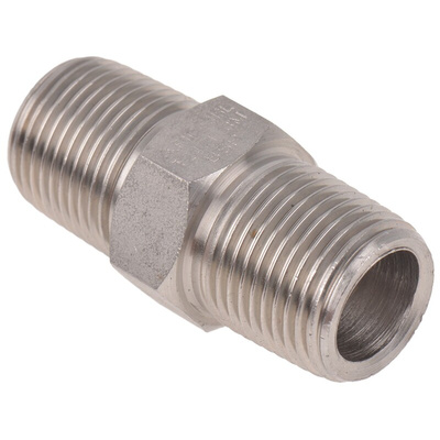 RS PRO Stainless Steel Pipe Fitting, Straight Hexagon Nipple Joint, Male R 3/8in x Male R 3/8in