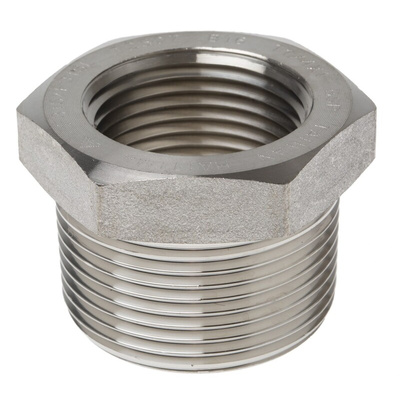 RS PRO Stainless Steel Pipe Fitting, Straight Hexagon Bush, Male R 1-1/4in x Female Rc 1in