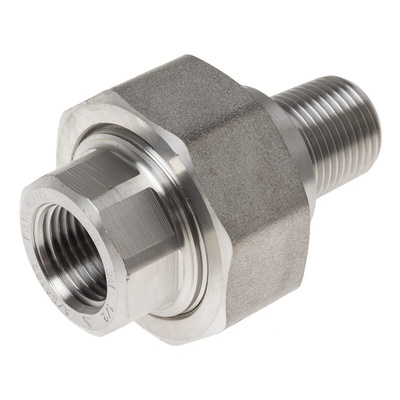 RS PRO Stainless Steel Pipe Fitting, Straight Octagon Union, Male R 1/2in x Female Rc 1/2in