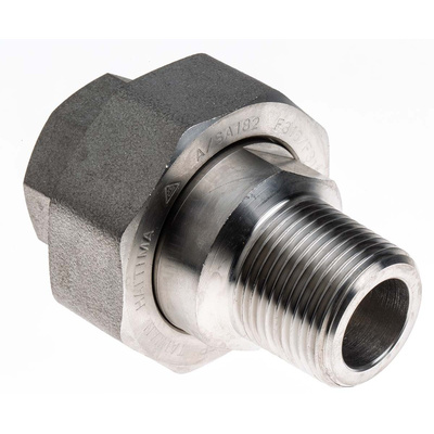 RS PRO Stainless Steel Pipe Fitting, Straight Octagon Union, Male R 1in x Female Rc 1in