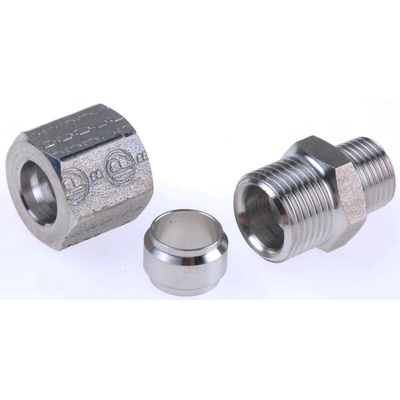 Legris Stainless Steel Pipe Fitting, Straight Hexagon Coupler, Male BSP 1/8in