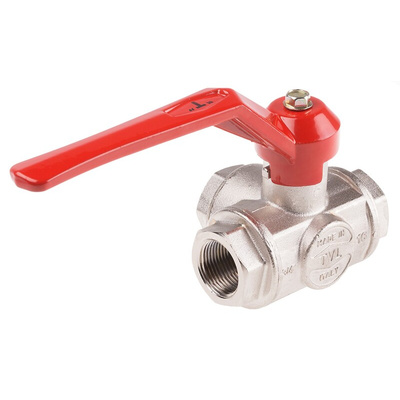 RS PRO Brass Reduced Bore, 3 Way, Ball Valve, BSPP 3/4in, 45bar Operating Pressure