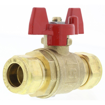 RS PRO Brass Reduced Bore, 2 Way, Ball Valve, 15mm