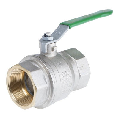 RS PRO Brass Full Bore, 2 Way, Ball Valve, BSPP 2in, 40bar Operating Pressure