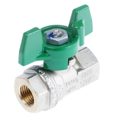 RS PRO Brass Full Bore, 2 Way, Ball Valve, BSPP 1/4in