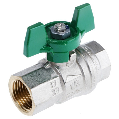 RS PRO Brass Full Bore, 2 Way, Ball Valve, BSPP 1/2in