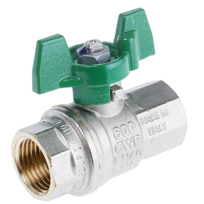 RS PRO Brass Full Bore, 2 Way, Ball Valve, BSPP 1/2in