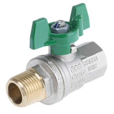 RS PRO Brass Full Bore, 2 Way, Ball Valve, BSPP 1/2in