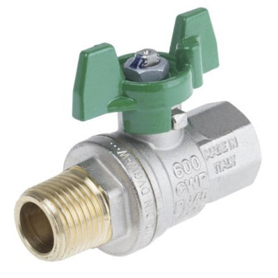 RS PRO Brass Full Bore, 2 Way, Ball Valve, BSPP 1/2in