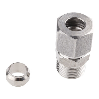 Legris Stainless Steel Pipe Fitting, Straight Hexagon Coupler, Male BSP 3/8in