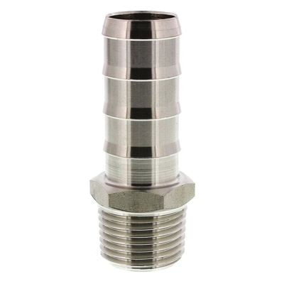 Legris Stainless Steel Pipe Fitting, Straight Hexagon Tailpiece Adapter, Male R 1/2in x Male