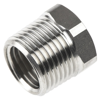 Legris Stainless Steel Pipe Fitting, Straight Hexagon Reducer, Male R 3/8in x Female G 1/4in