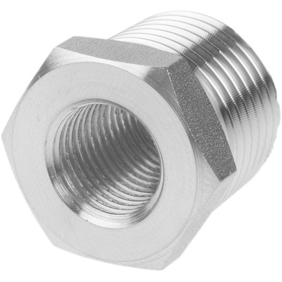 Legris Stainless Steel Pipe Fitting, Straight Hexagon Reducer, Male R 1/2in x Female G 1/4in