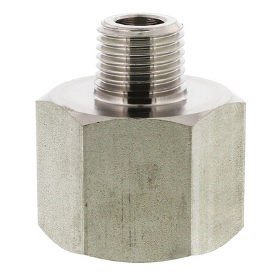 Legris Stainless Steel Pipe Fitting, Straight Hexagon Increaser, Male R 1/4in x Female G 1/2in