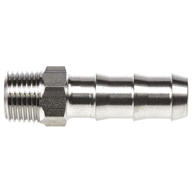 Legris Stainless Steel Pipe Fitting, Straight Hexagon Tailpiece Adapter, Male R 1/8in x Male